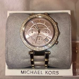 Michael Kors Parker Blush & Gold Pavé 33mm Watch